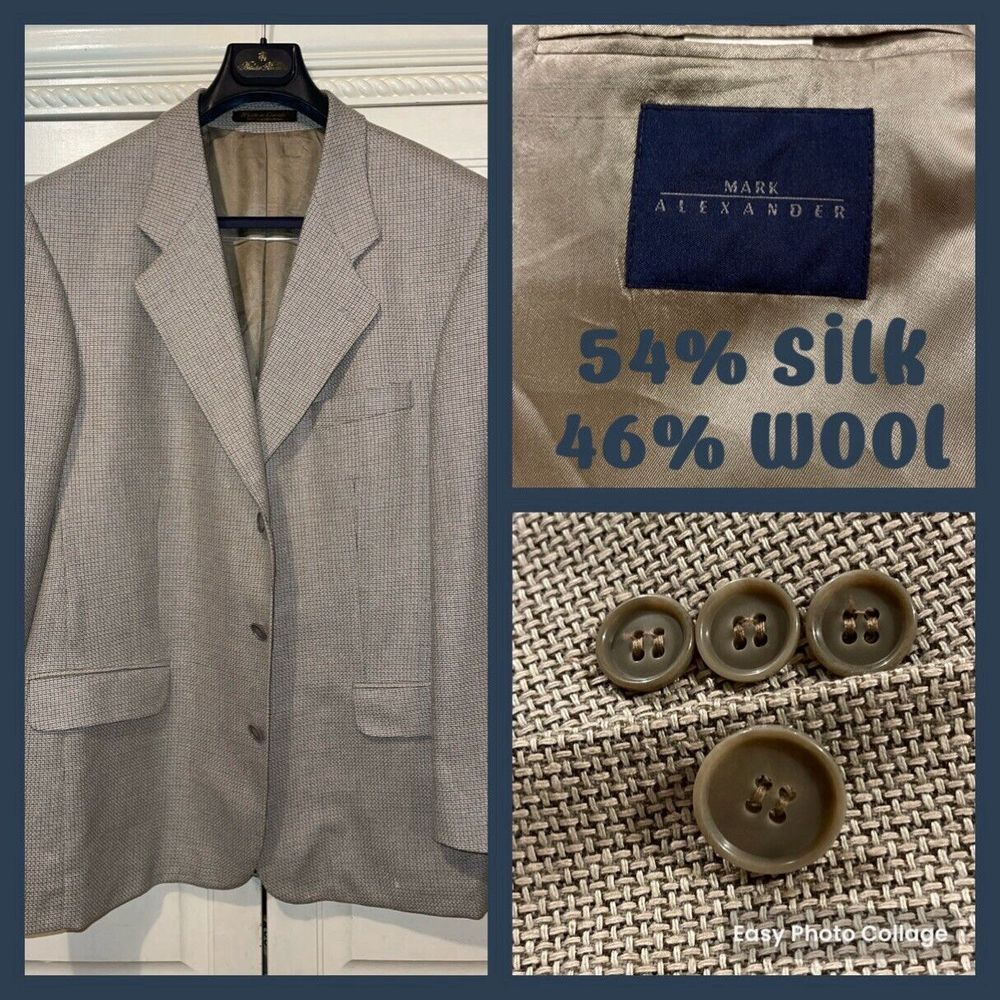 Mark Alexander Sports Coat Men 42R Beige 54% Silk 46%‎ Wool Canada